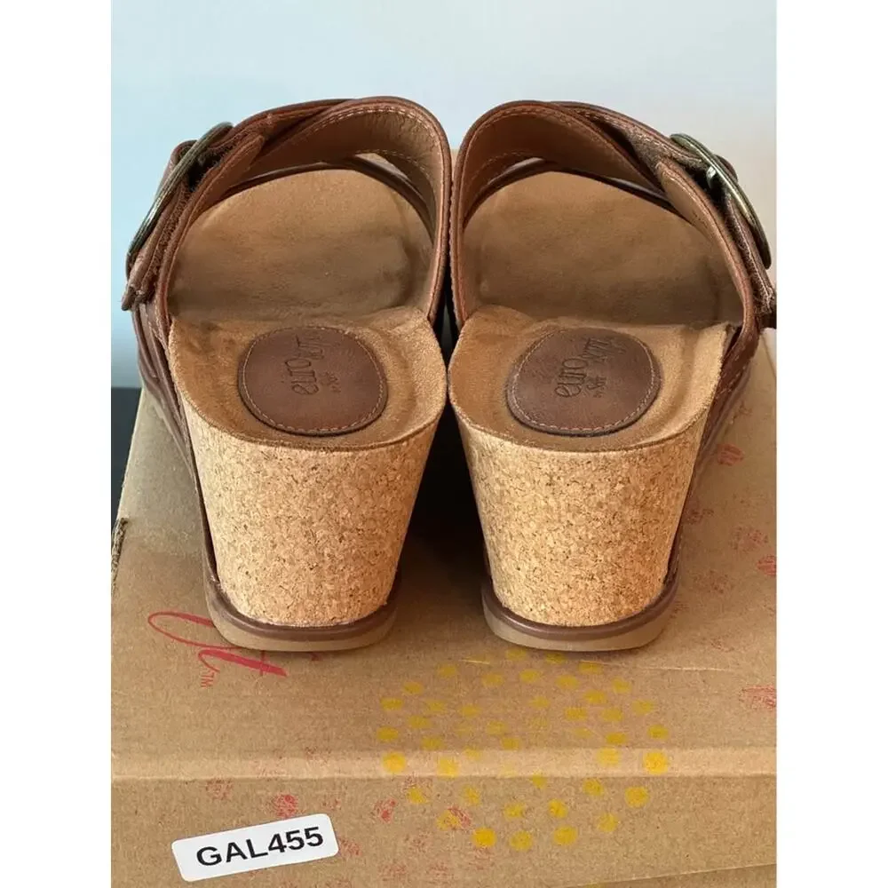New Eurosoft by Sofft Brown Wedge Sandals Women's 8.5